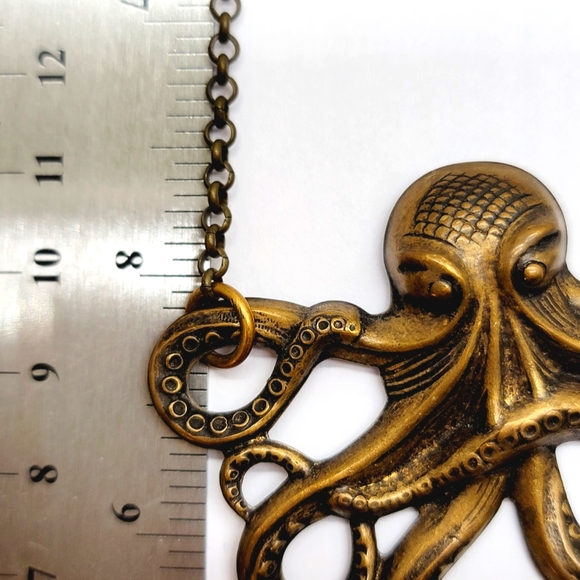 Steampunk Cosplay Sci-Fi Octopus Cthulu Squid Tentacles Brass Necklace Choker - Picture 11 of 12
